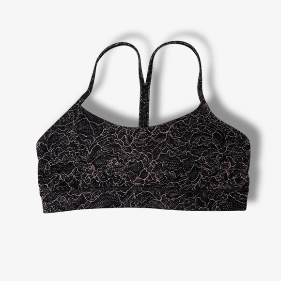 Lululemon Flow Y Bra Sports Bra (Black/Pink Floral Pattern) - Picture 3 of 7